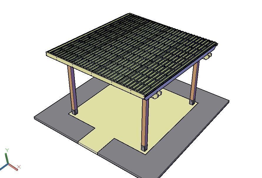 Wooden shade canopy 3D print model_1