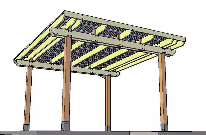 Wooden shade canopy 3D print model