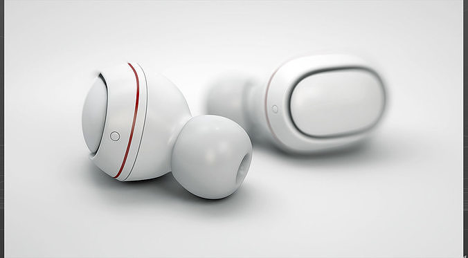 White wireless earphones 3D model
