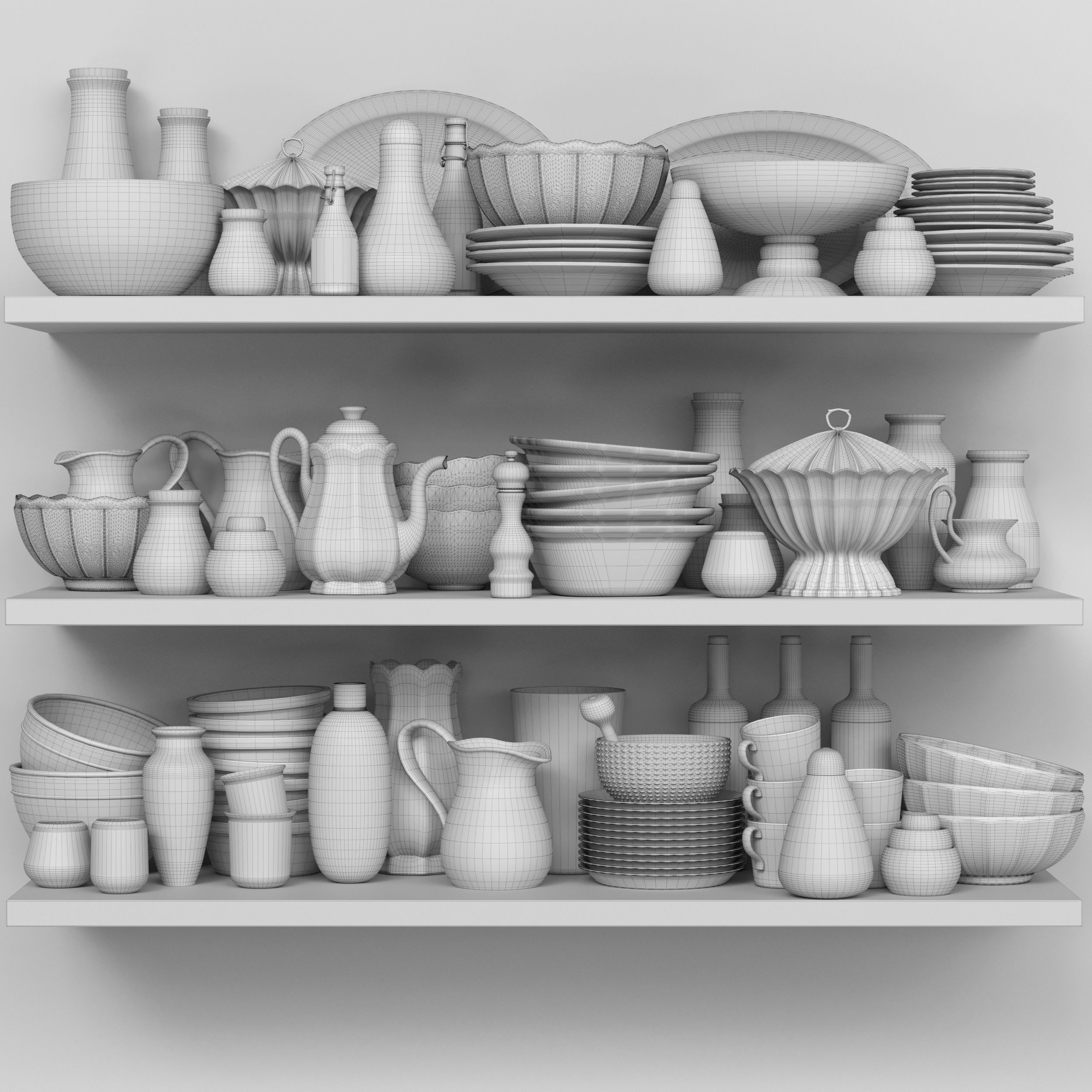 Collection of ethnic dishes 3D model_1