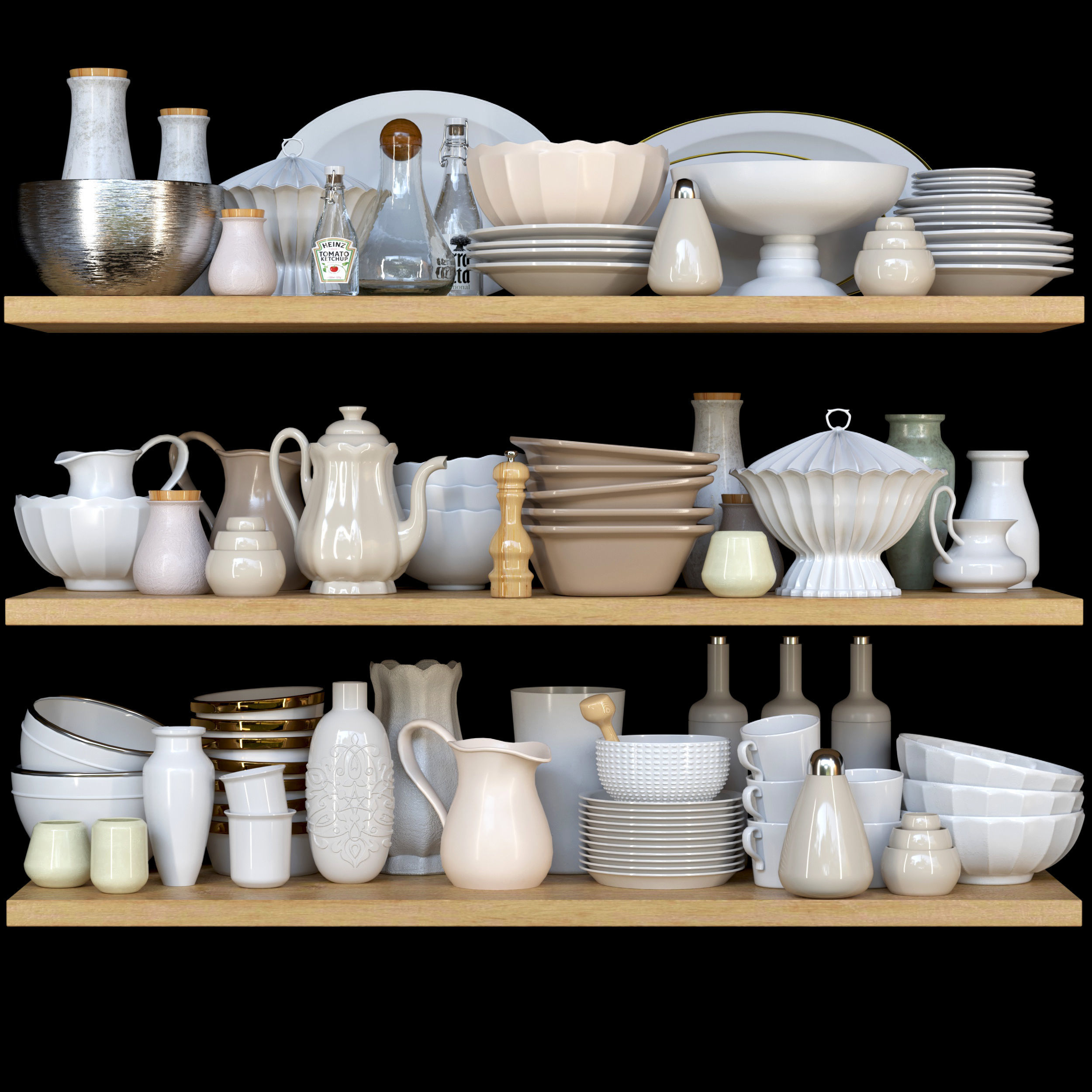 Collection of ethnic dishes 3D model_2