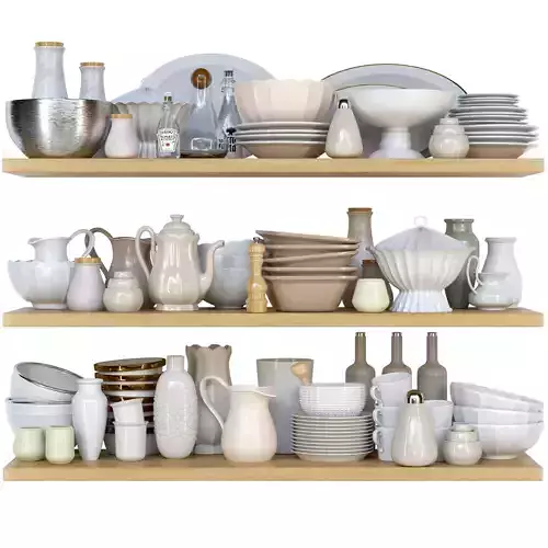 Collection of ethnic dishes 3D model