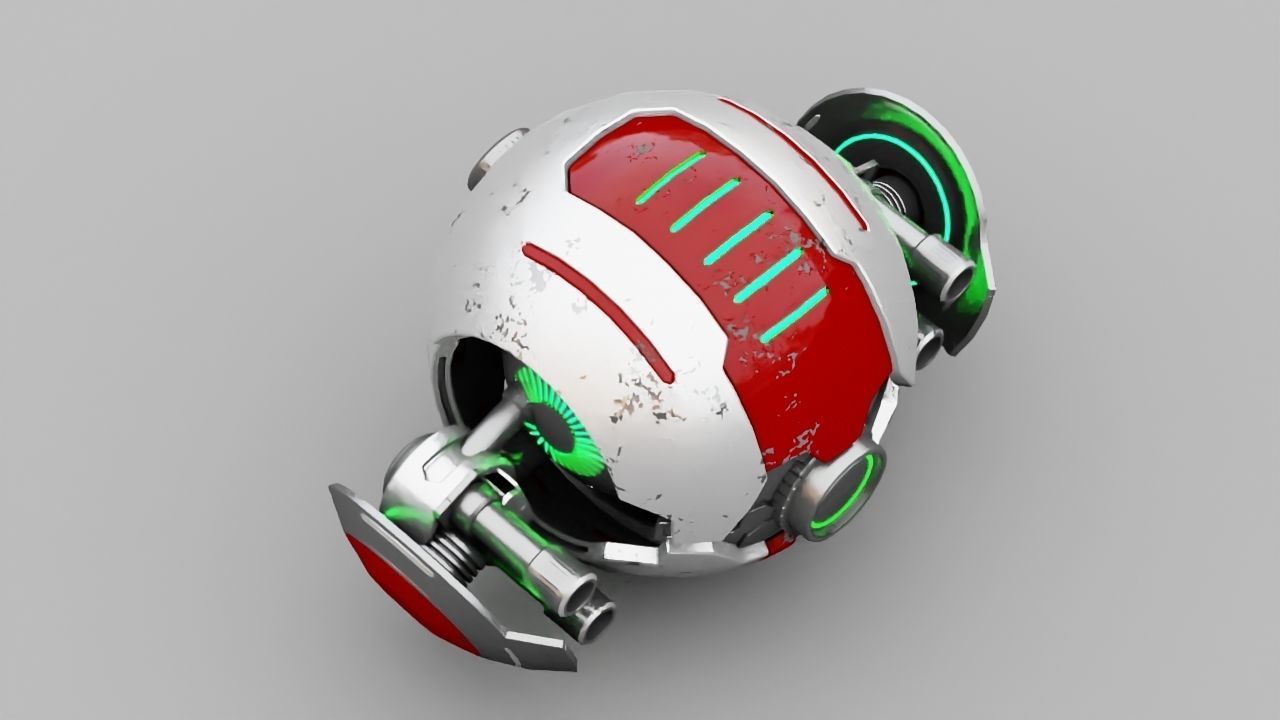 Ball Droid rigged- animated character 3D model_2