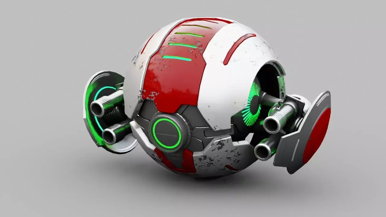 Ball Droid rigged- animated character 3D model_0