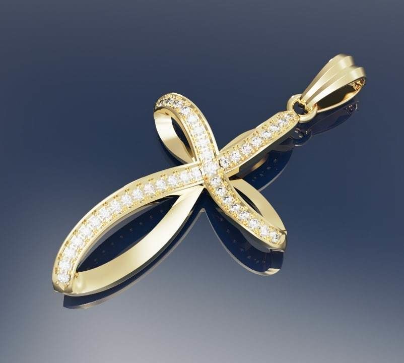 cross with gemstones 3D print model_2