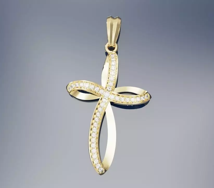 cross with gemstones 3D print model_0