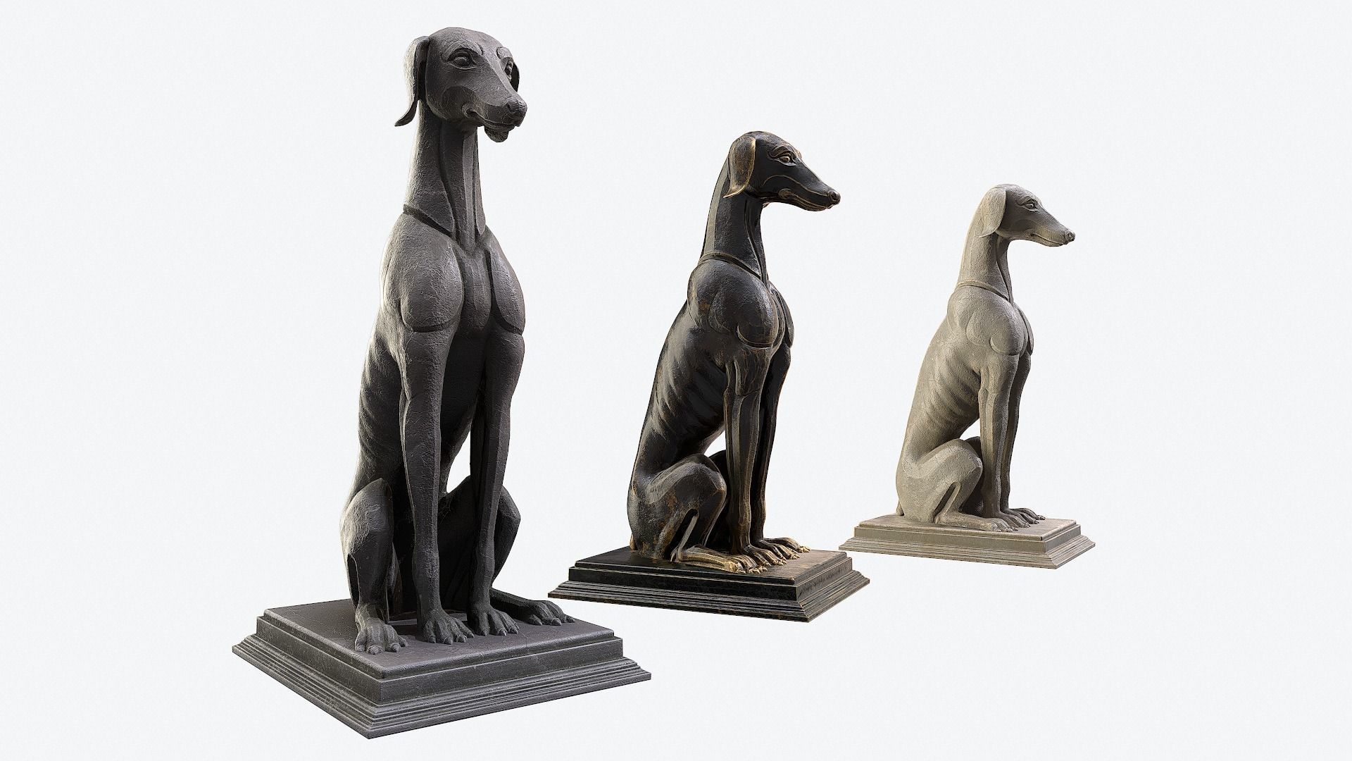Dog Sculpture Low-poly 3D model_5