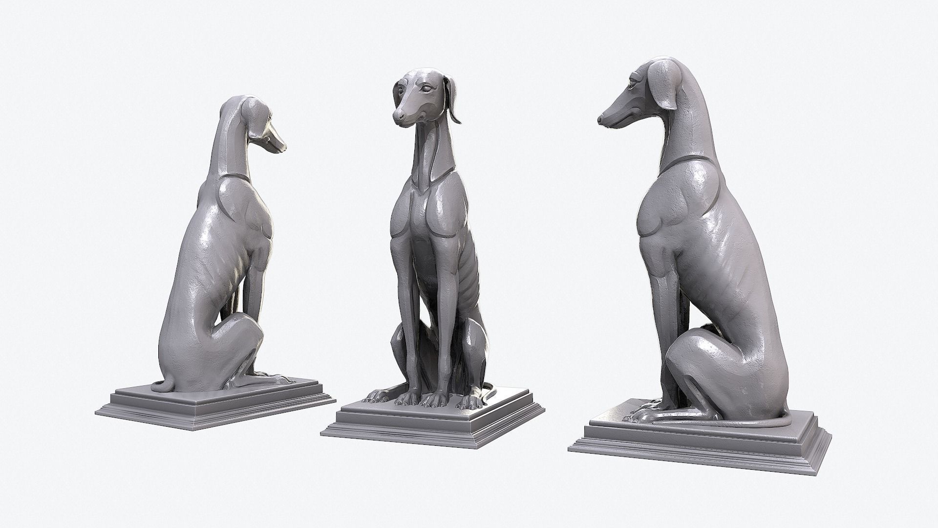 Dog Sculpture Low-poly 3D model_10