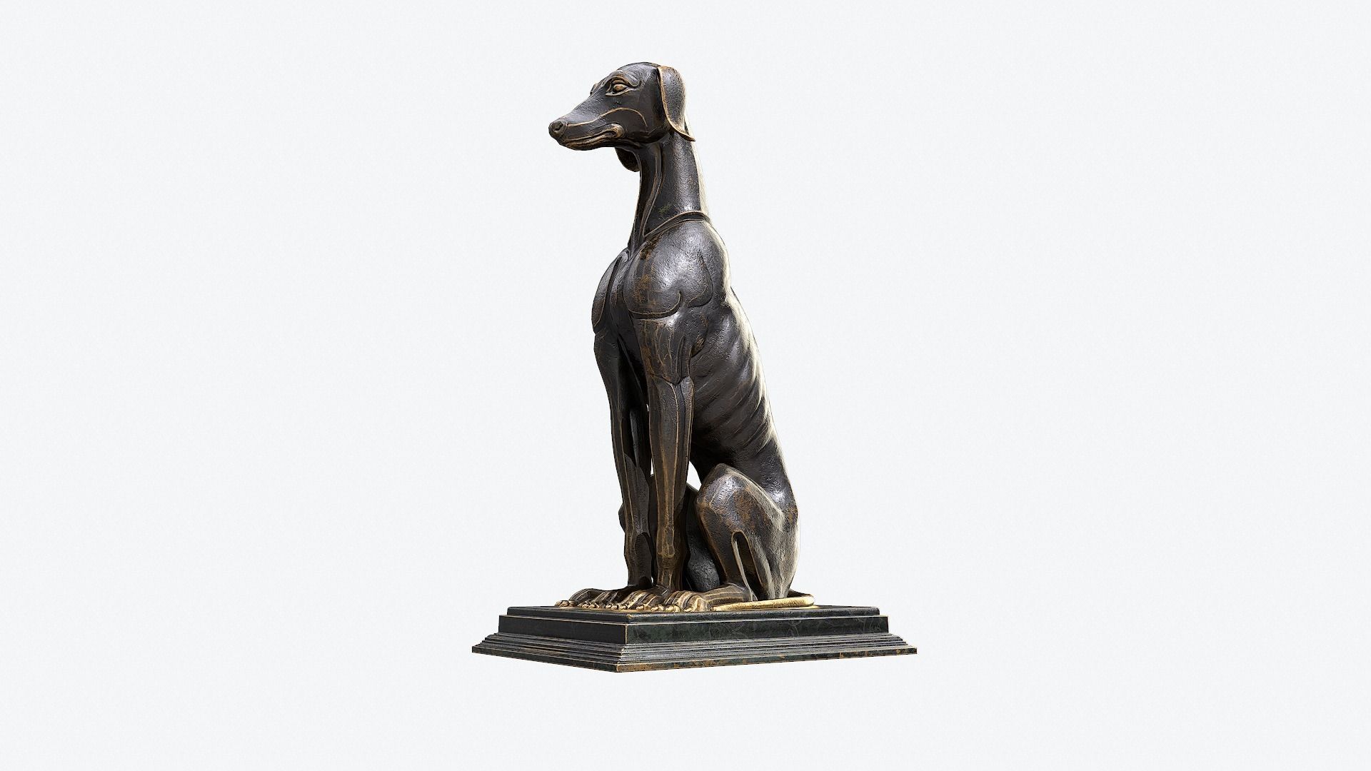 Dog Sculpture Low-poly 3D model_3
