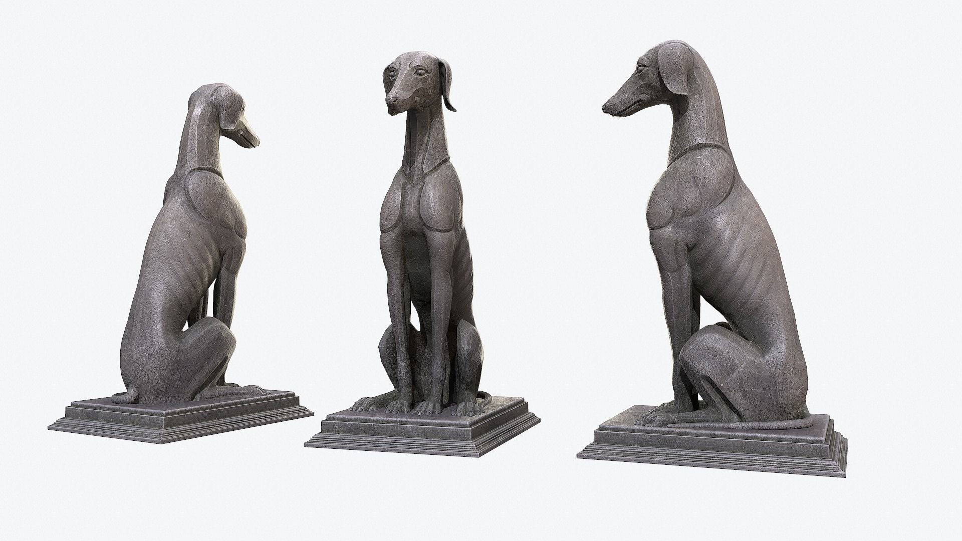 Dog Sculpture Low-poly 3D model_8
