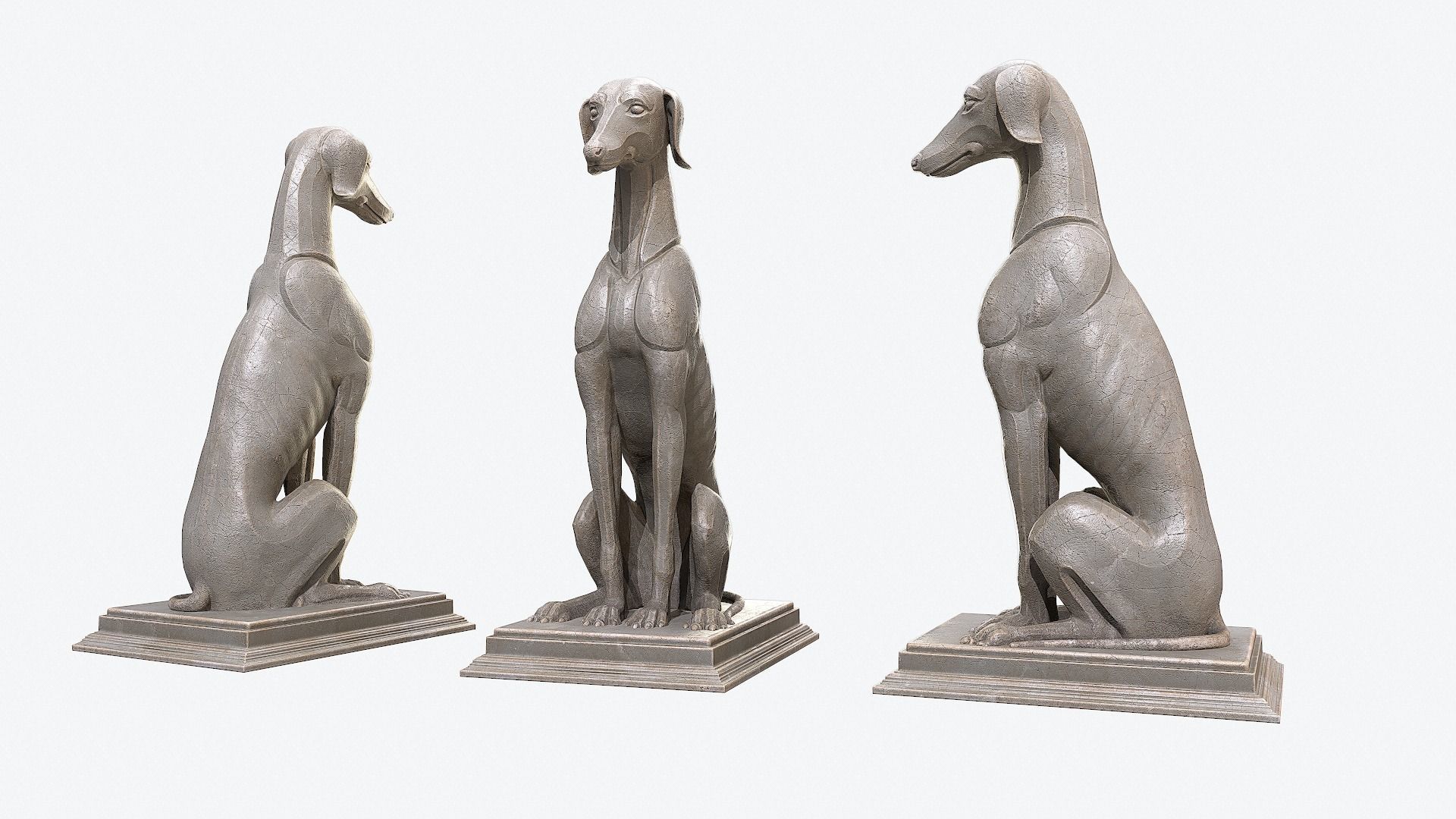 Dog Sculpture Low-poly 3D model_9