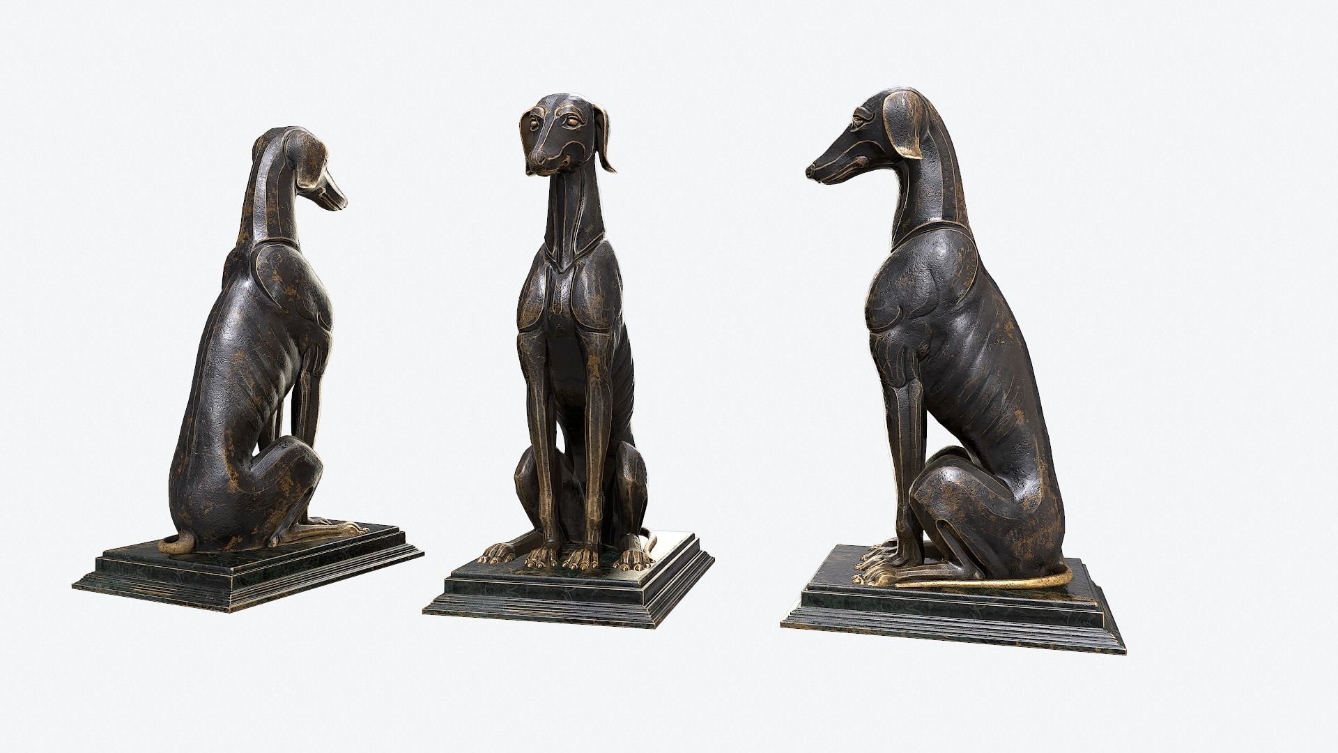 Dog Sculpture Low-poly 3D model_7