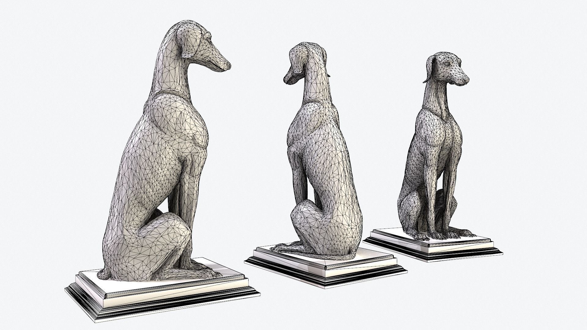 Dog Sculpture Low-poly 3D model_12