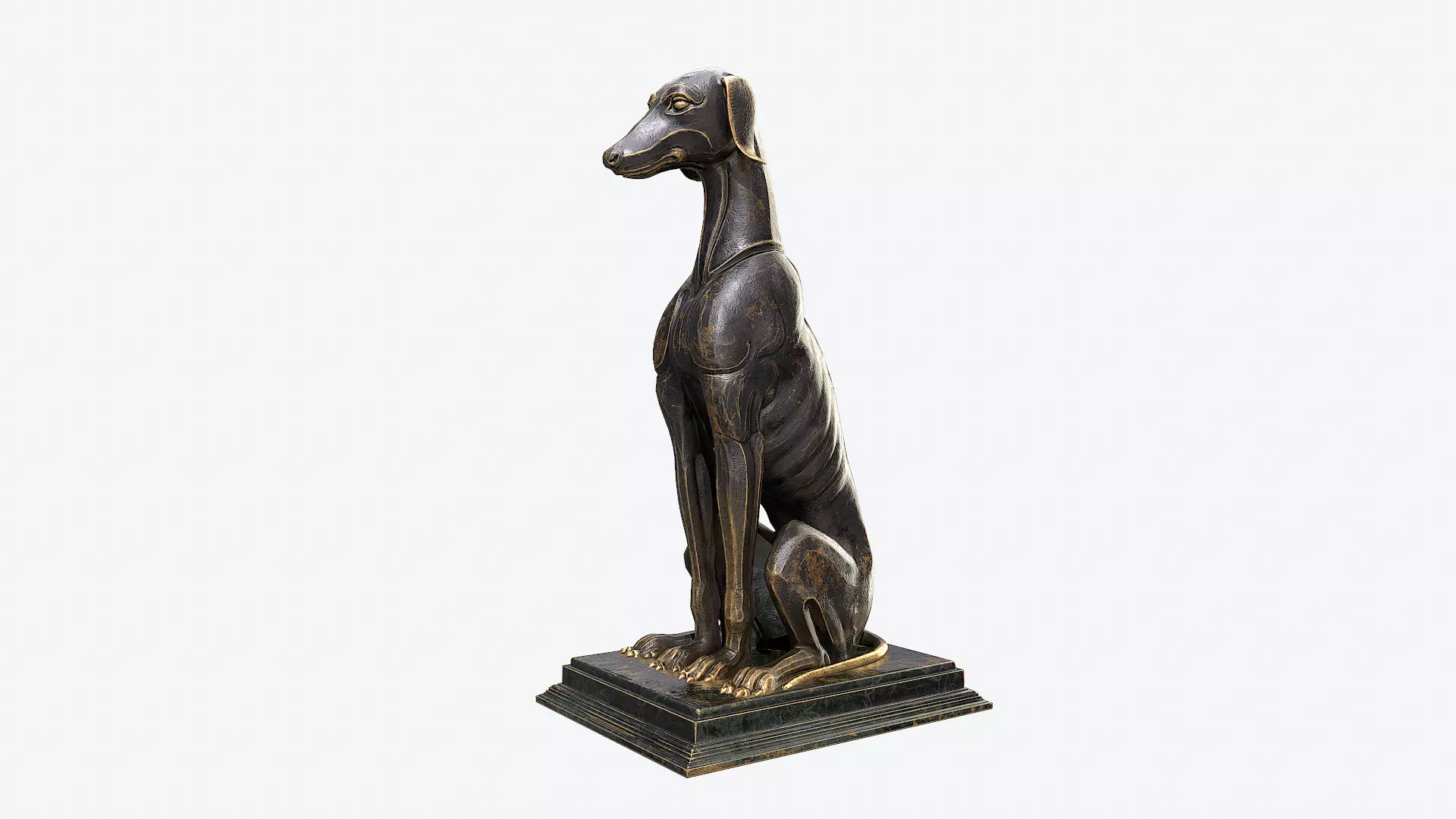 Dog Sculpture Low-poly 3D model_0