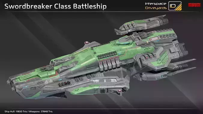 Swordbreaker Class Battleship Low-poly 3D model