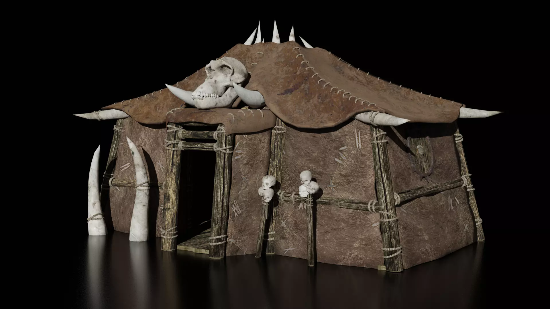 orc hut-house Low-poly 3D model_0