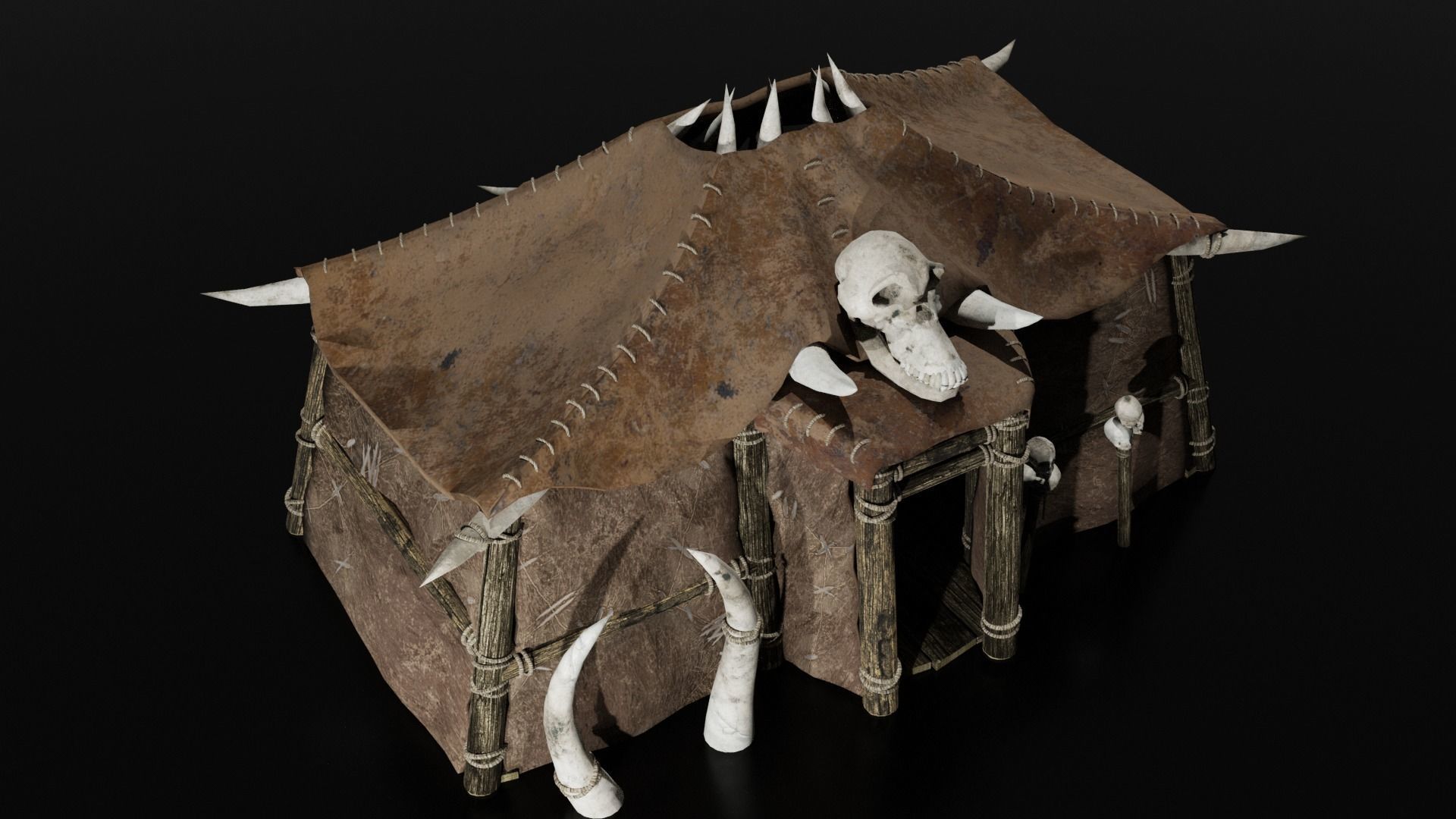 orc hut-house Low-poly 3D model_2