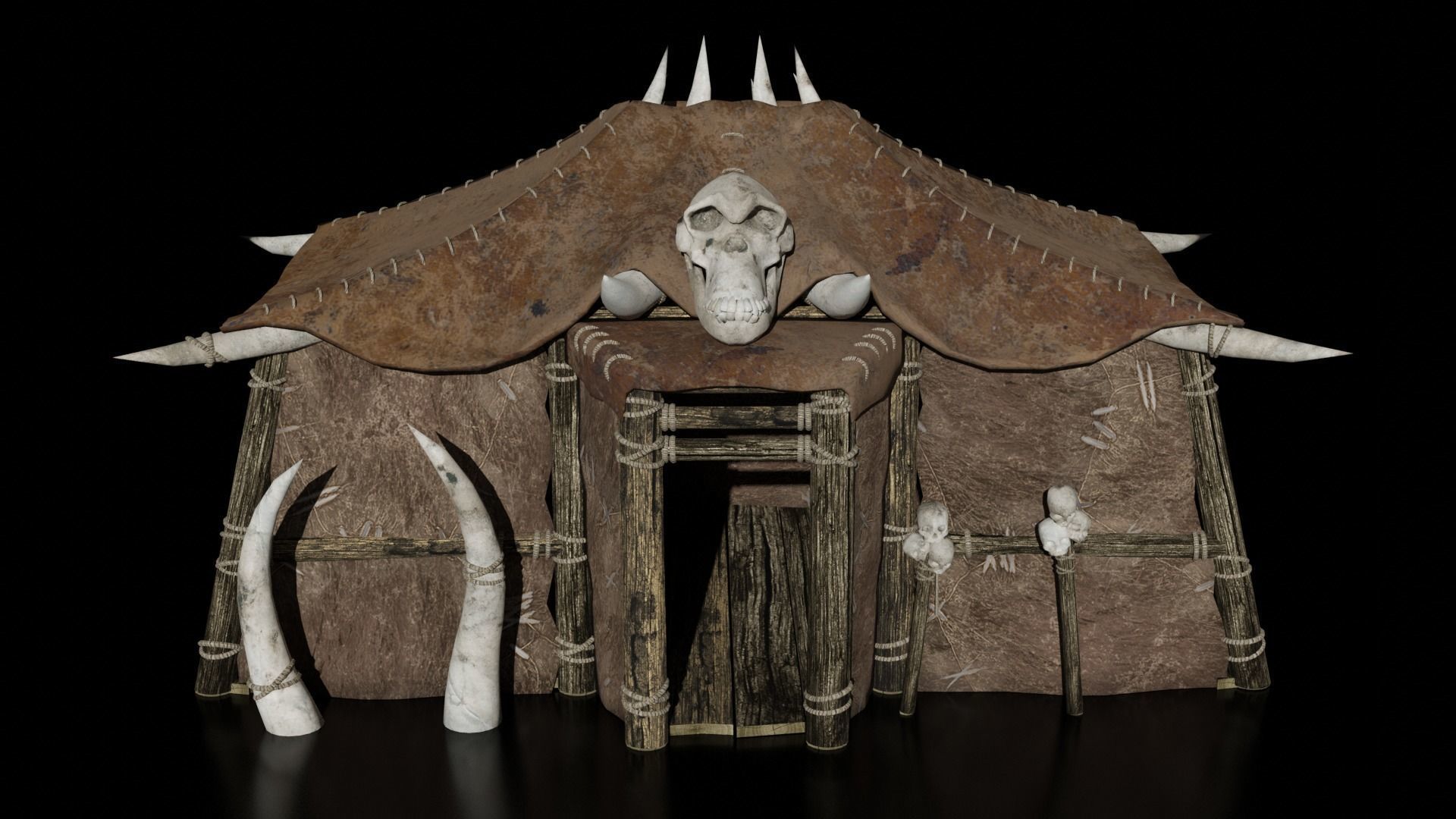 orc hut-house Low-poly 3D model_1