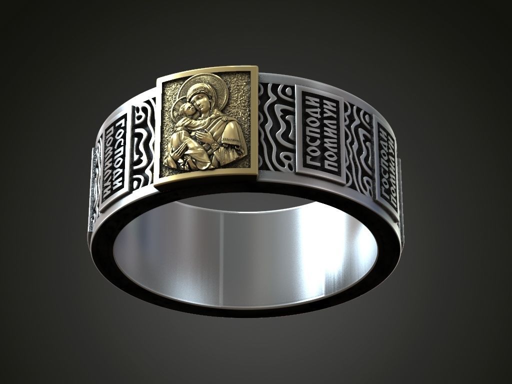 Orthodox christianity ring wedding band  3D print model_2