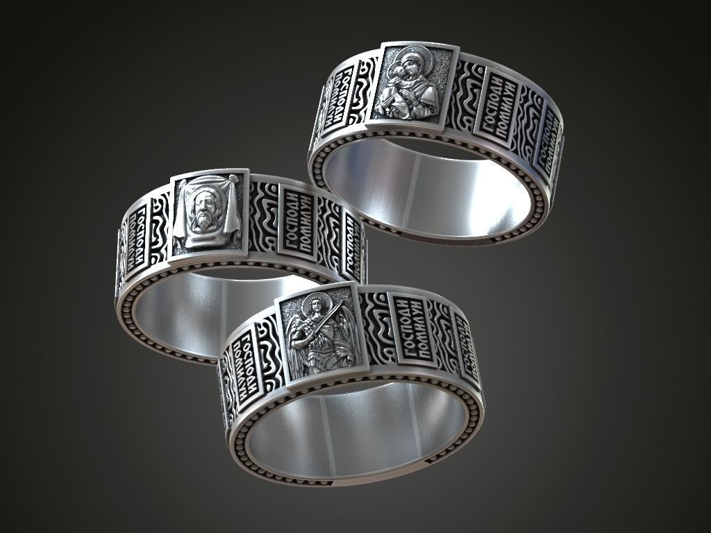Orthodox christianity ring wedding band  3D print model_1