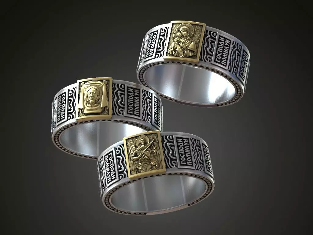 Orthodox christianity ring wedding band  3D print model_0