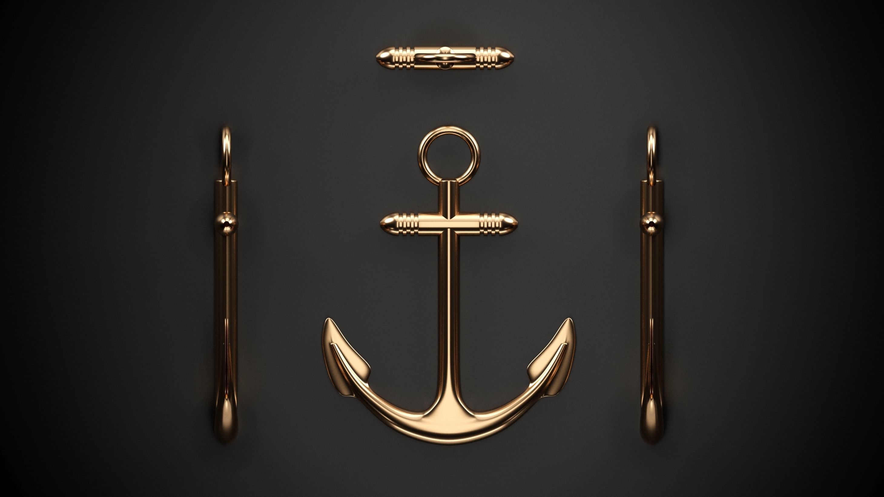Anchor 3D golden 3D model_3