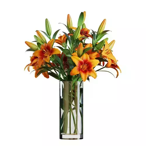 Flower Set 13 - Orange Lilies Bouquet 3D model