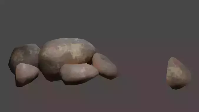 Set of stones PBR low-poly 3d model game ready