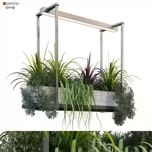 indoor metal box plant set 231 3D model
