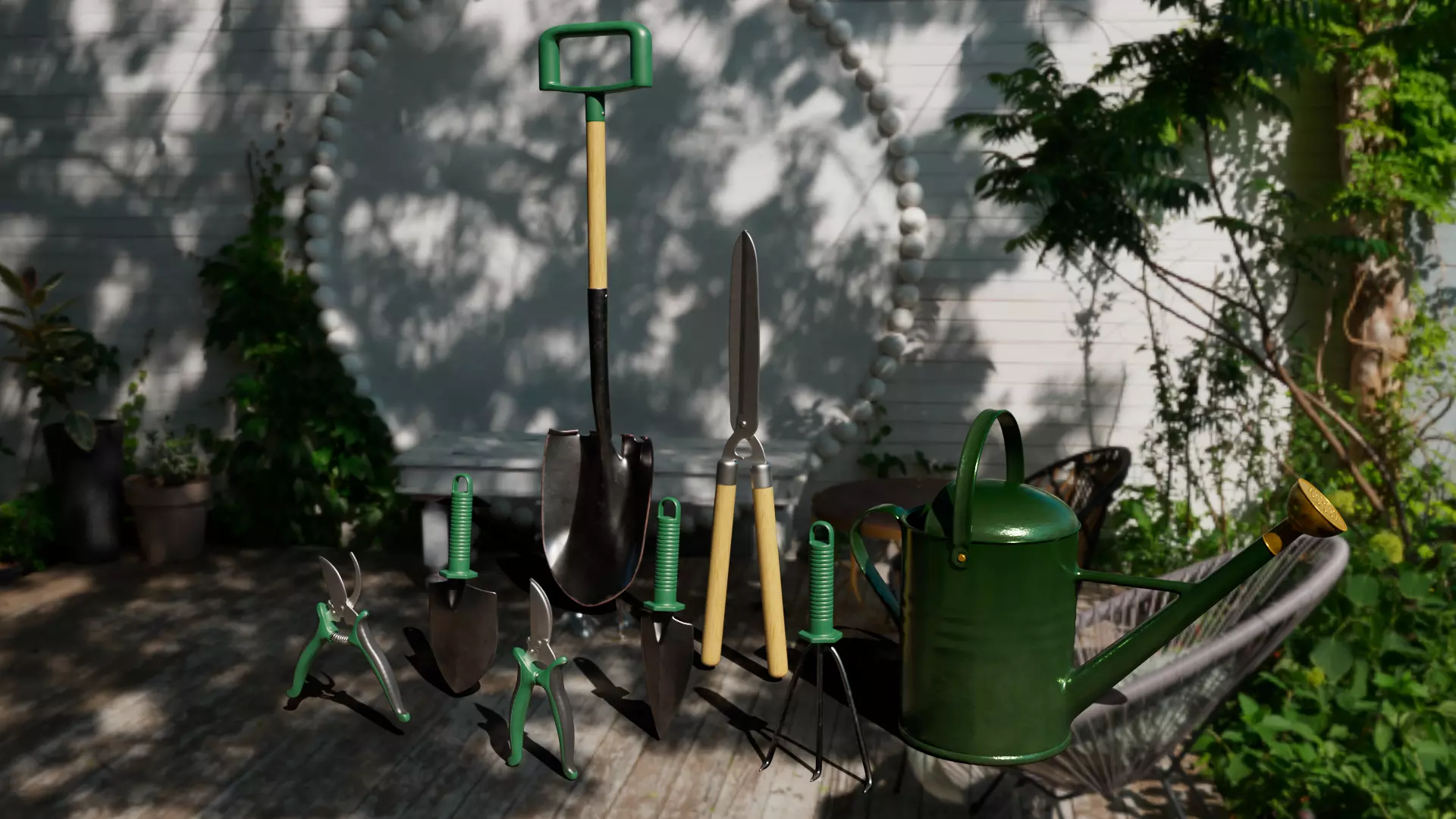 Garden tools collection 01 3D model