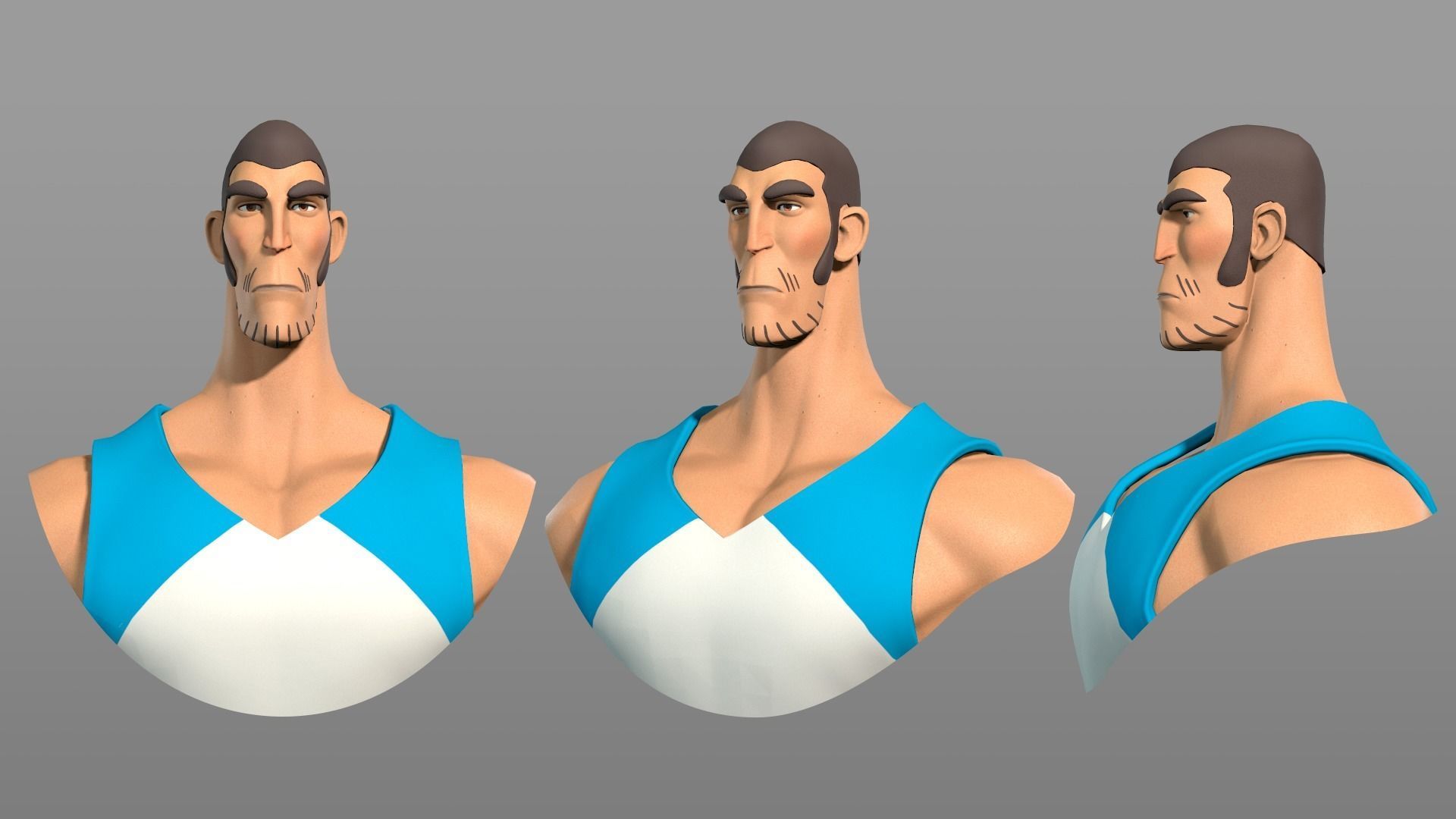 Cartoon male character Chen Low-poly 3D model_6