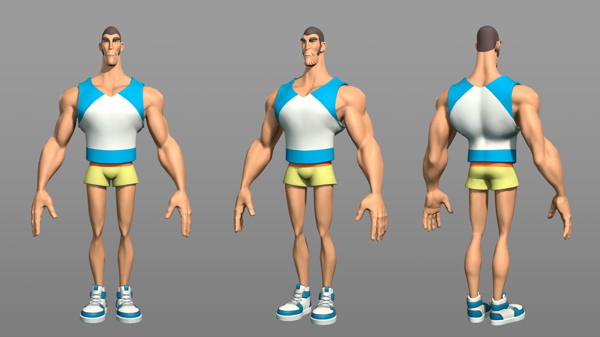 Cartoon male character Chen Low-poly 3D model_2