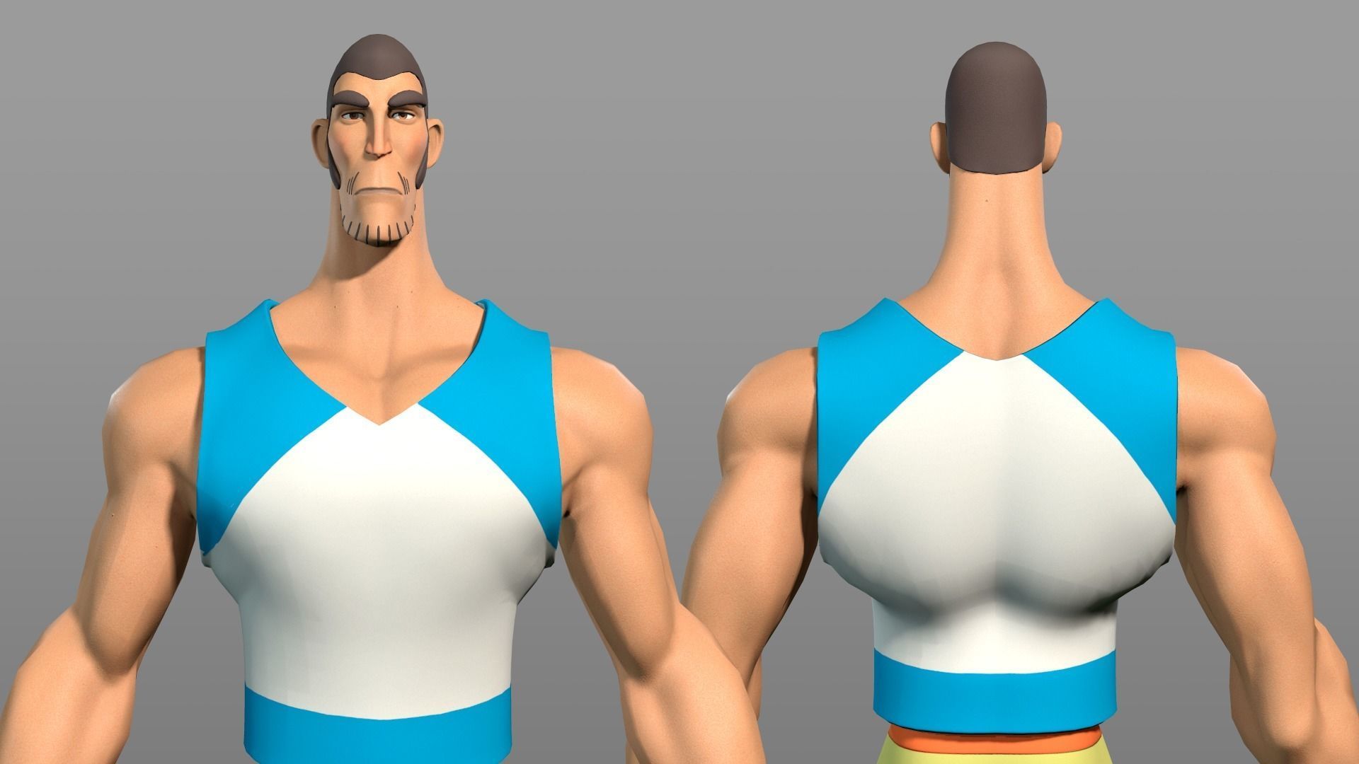Cartoon male character Chen Low-poly 3D model_7