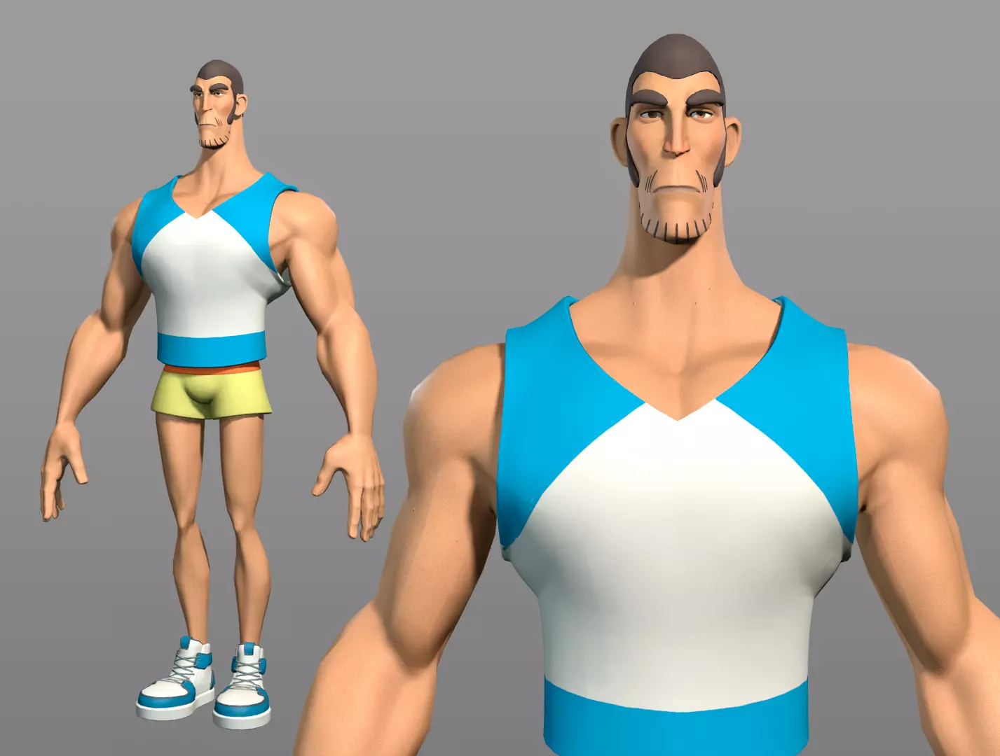 Cartoon male character Chen Low-poly 3D model_0