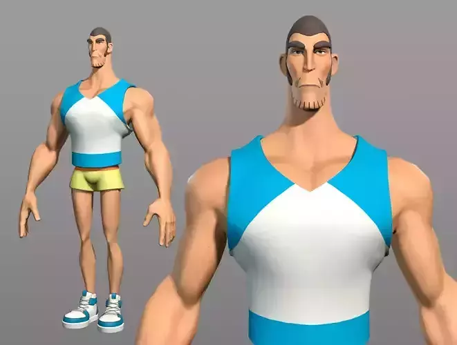 Cartoon male character Chen Low-poly 3D model