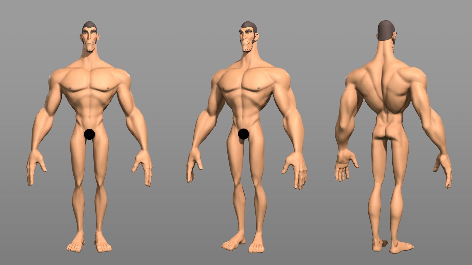 Cartoon male character Chen Low-poly 3D model_4