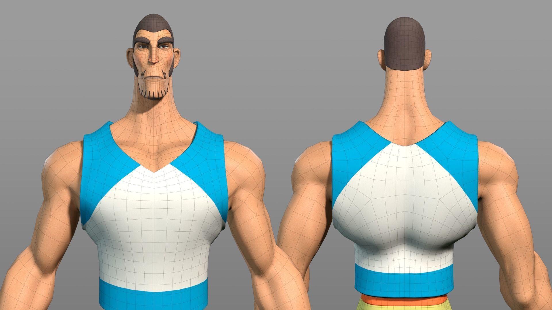 Cartoon male character Chen Low-poly 3D model_8