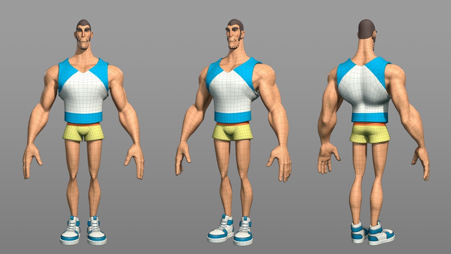 Cartoon male character Chen Low-poly 3D model_3