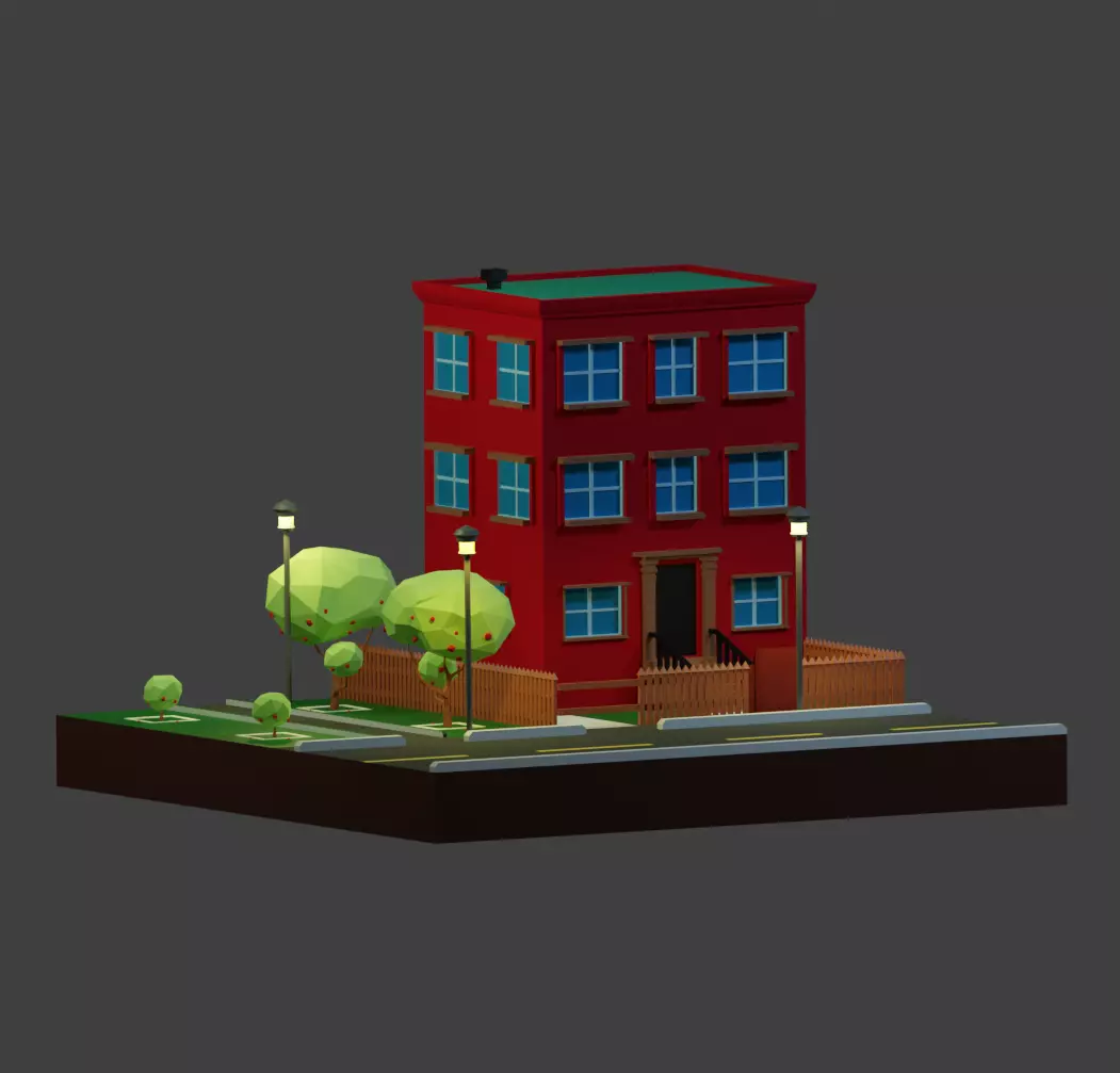 Low Poli Building 1 Low-poly 3D model_0