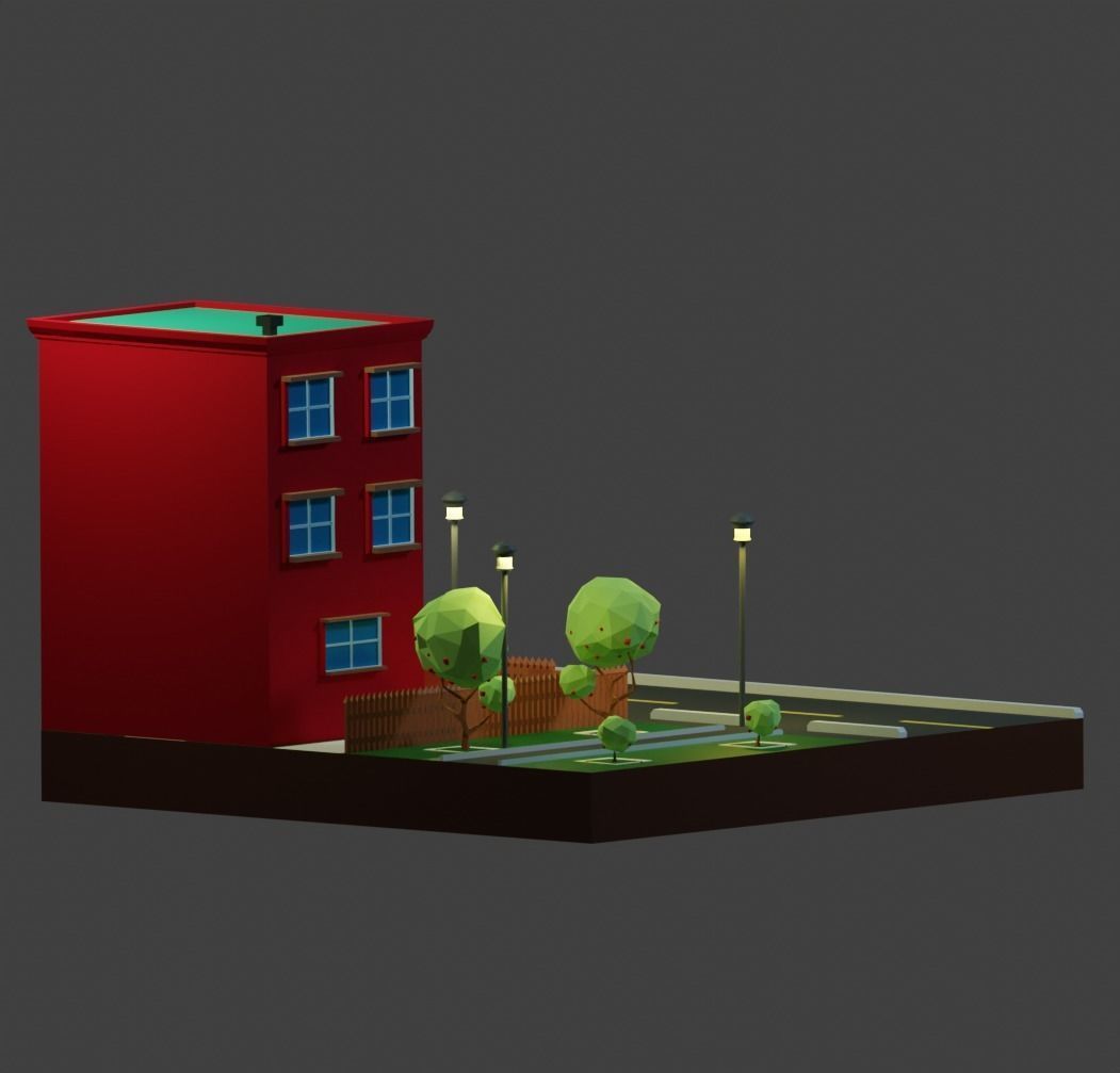 Low Poli Building 1 Low-poly 3D model_5