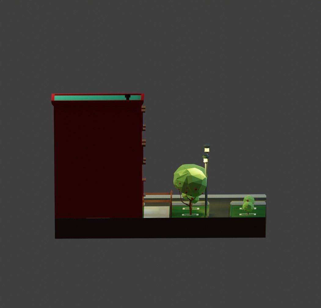 Low Poli Building 1 Low-poly 3D model_6