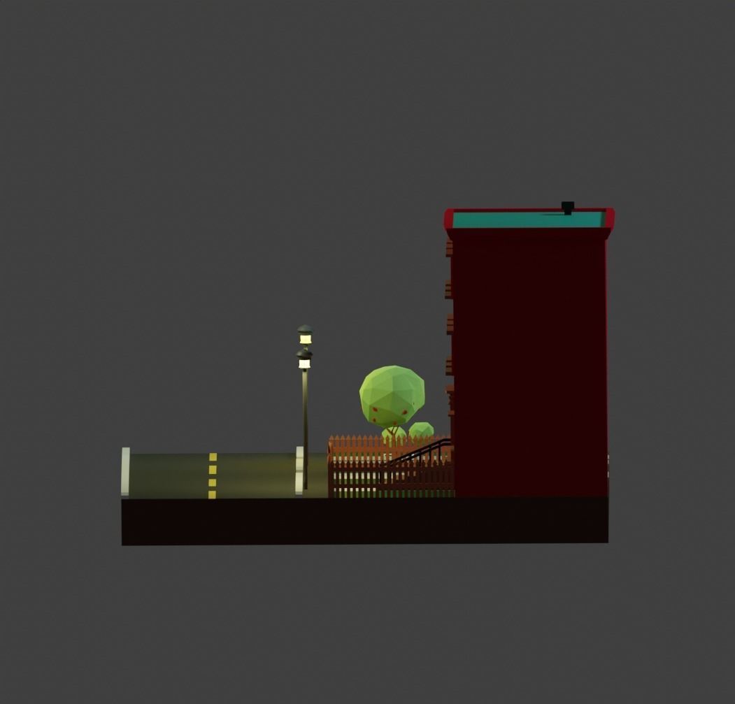 Low Poli Building 1 Low-poly 3D model_8