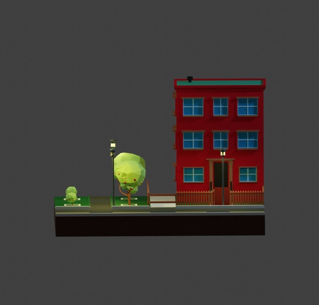 Low Poli Building 1 Low-poly 3D model_10
