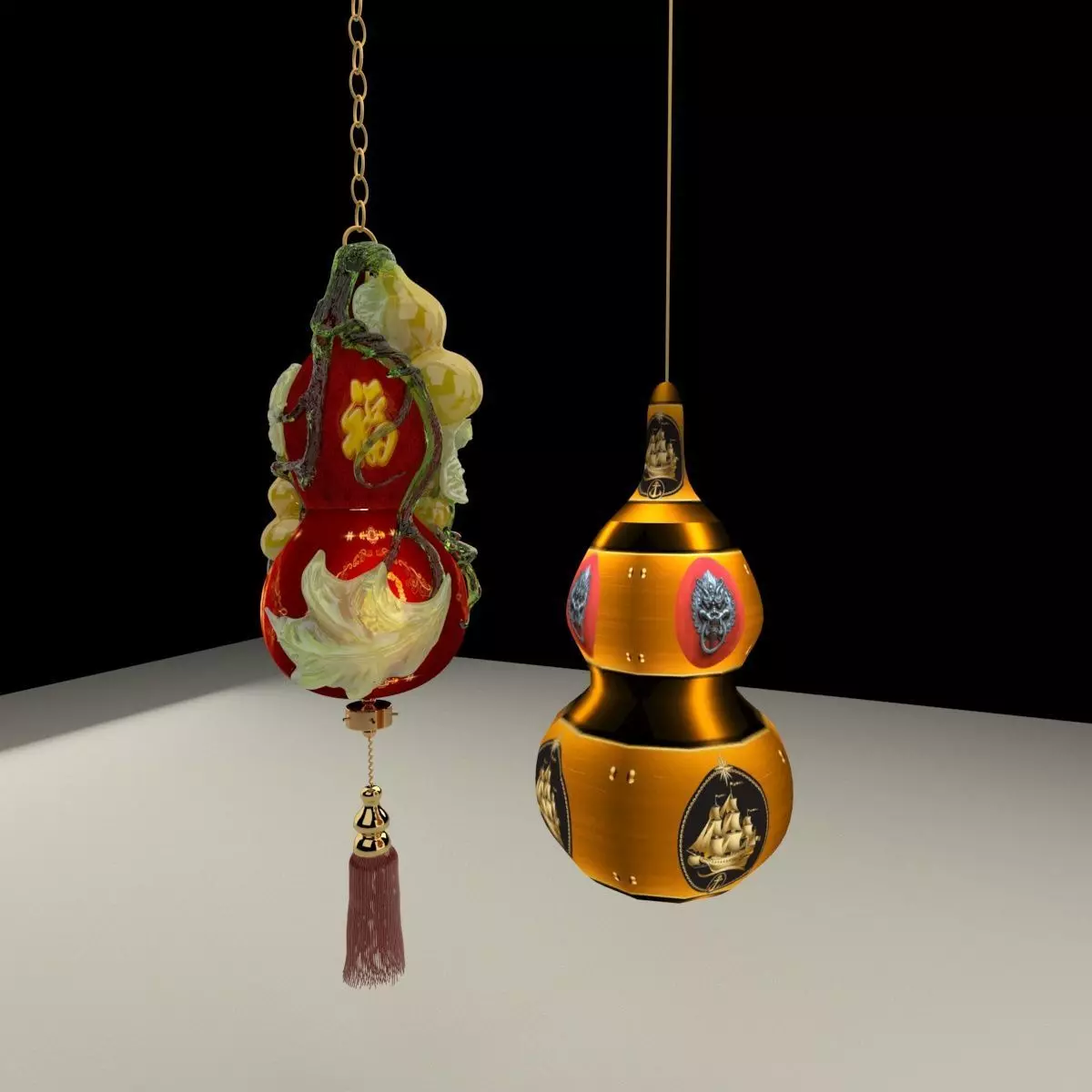 Chinese red lantern  3D model_0