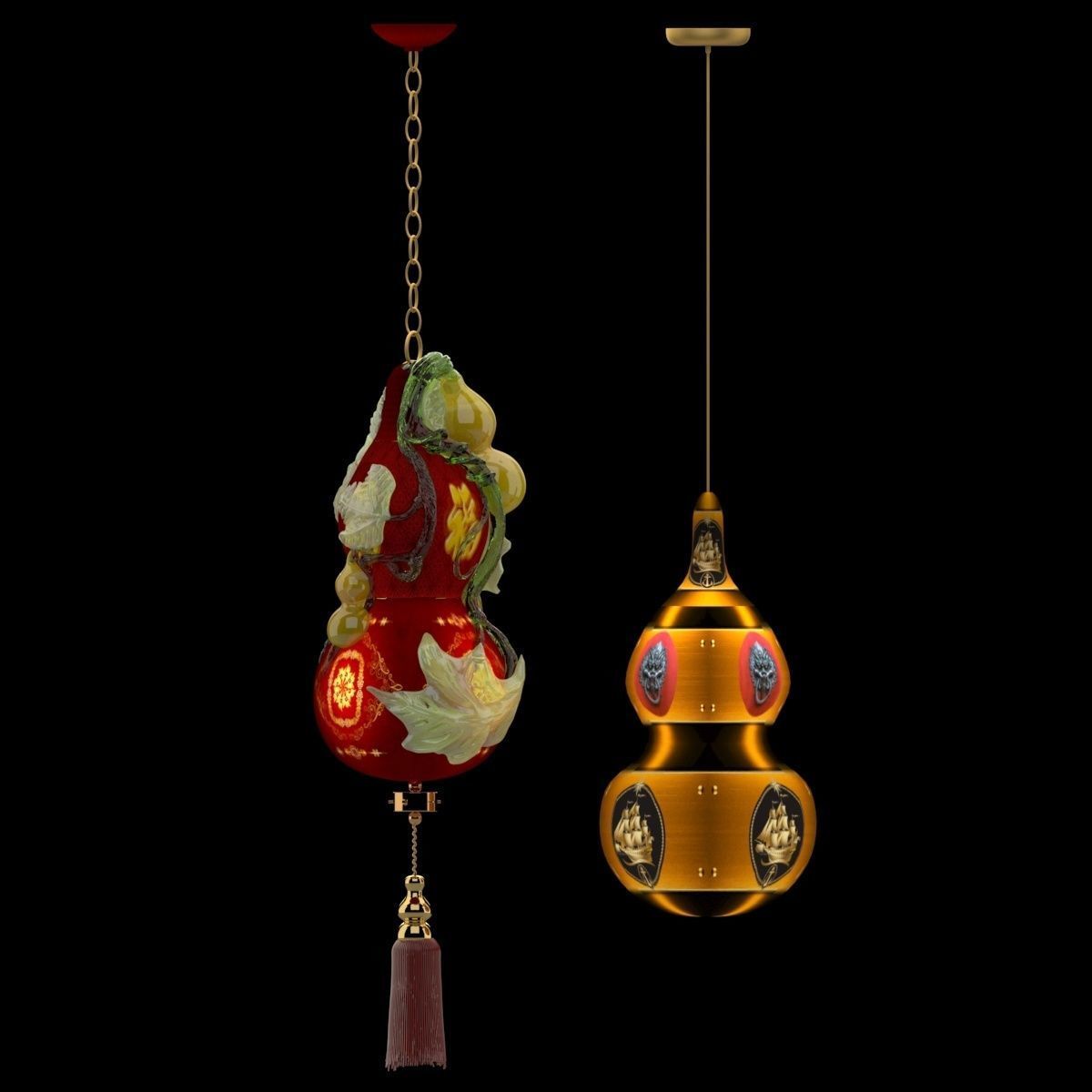 Chinese red lantern  3D model_1