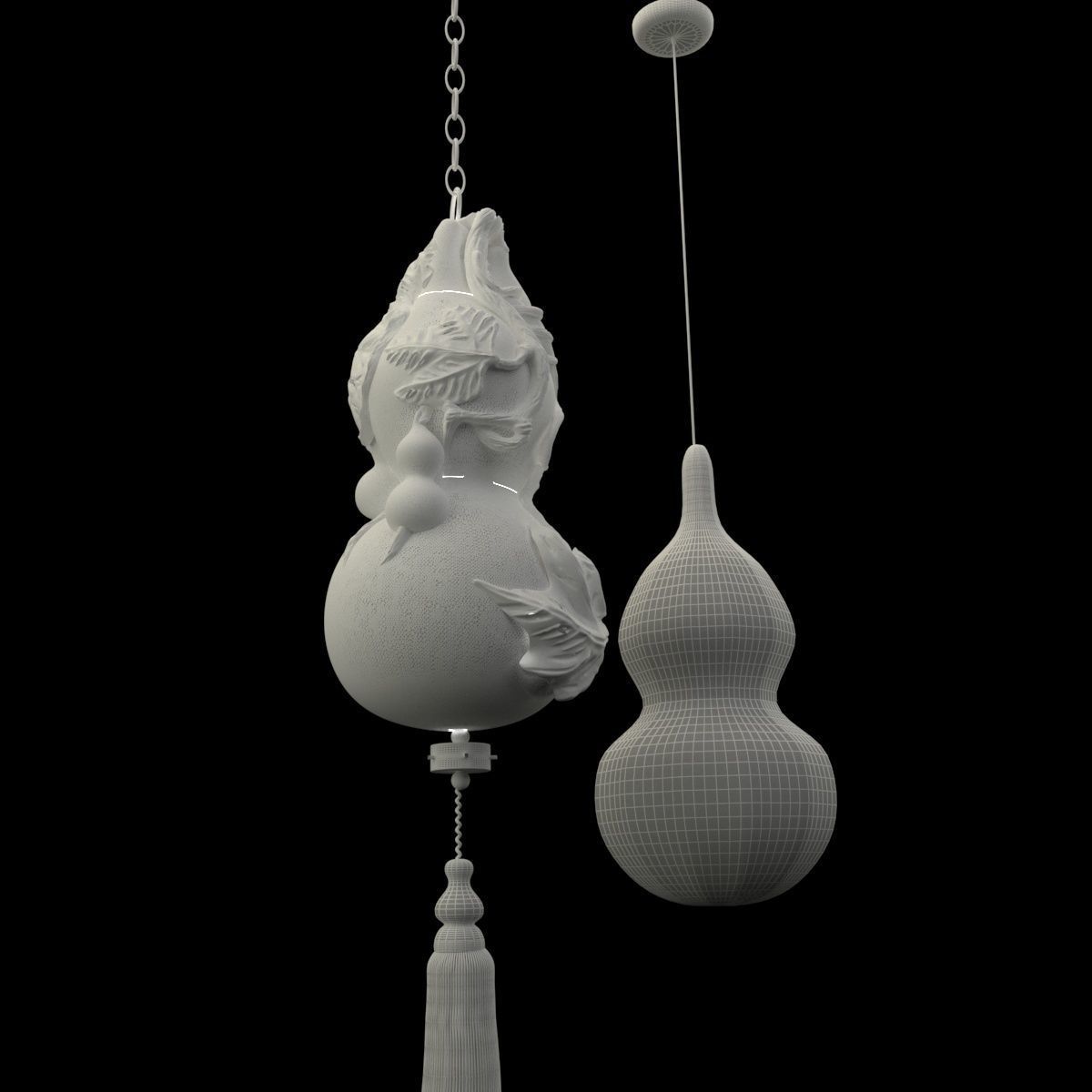 Chinese red lantern  3D model_7