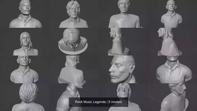 Rock Music Legends 3D Model Collection