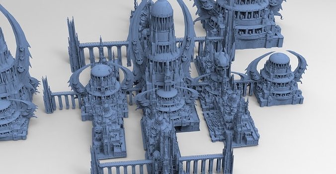 Dark Wizard Skeleton Tower Scull Dome collection full  3D model
