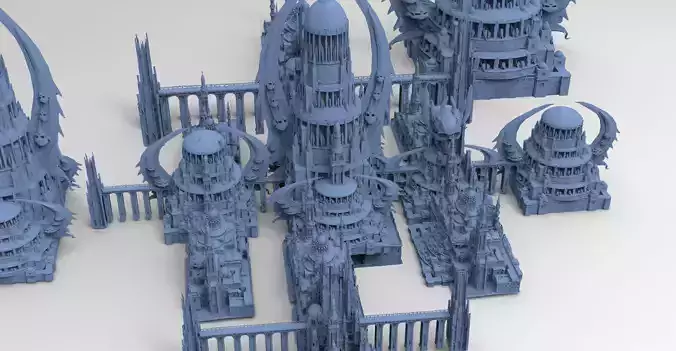 Dark Wizard Skeleton Tower Scull Dome collection full  3D model