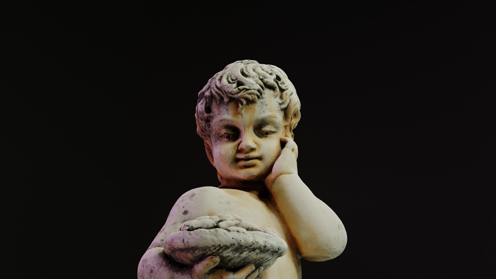 Statue of a little boy Low-poly 3D model_8